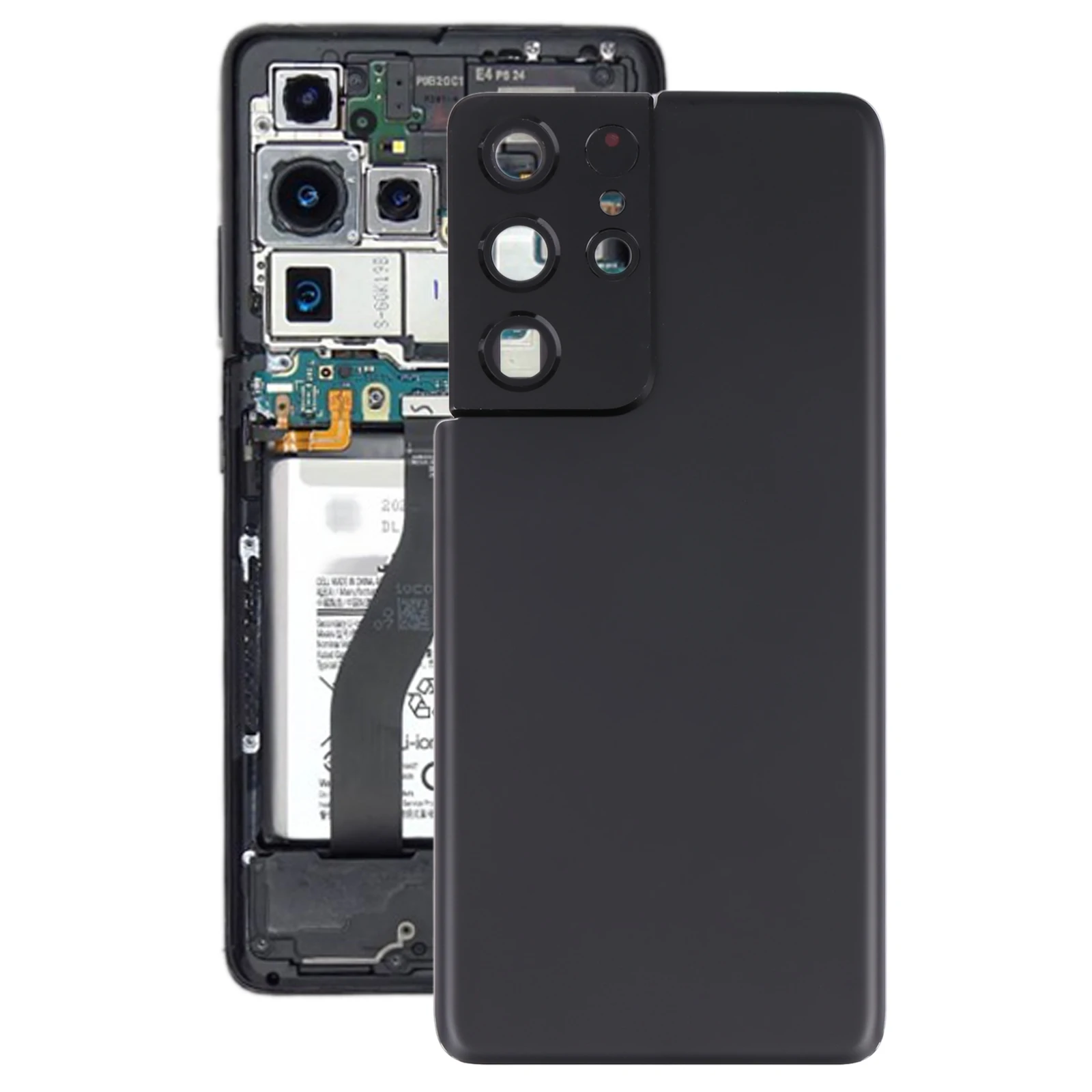 Para Samsung Galaxy S21 Ultra 5G cubierta trasera de batería con cubierta de lente de cámara piezas de reparación de teléfono de repuesto