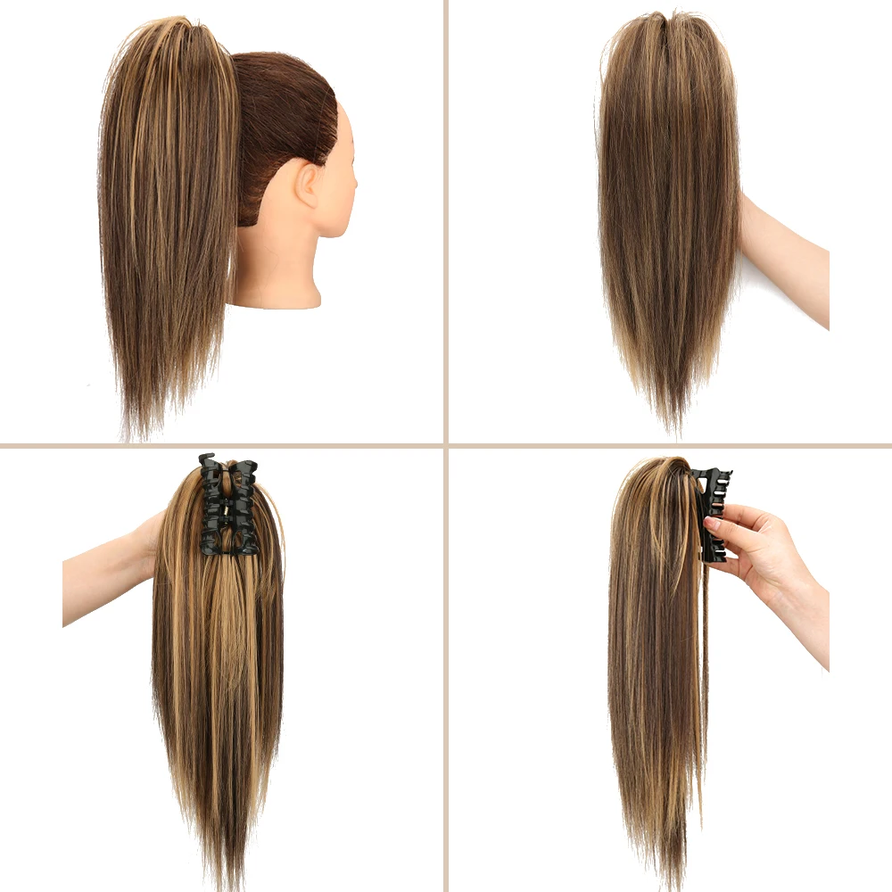 NICESY สังเคราะห์ 16 นิ้วตรง Claw คลิปต่อผมหางม้าธรรมชาติน้ําตก High Pony Tail Hairpiece สําหรับทุกวัน