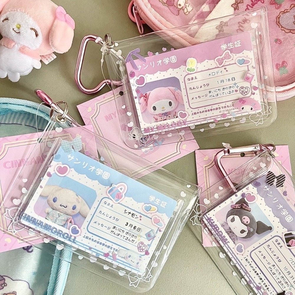 Cartoon Kinder PVC Transparent Kuromi 3-Zoll Kartenhalter Niedliche Hello Kitty Melody Cinnamoroll Student Id Bus Karte Schutzhülle