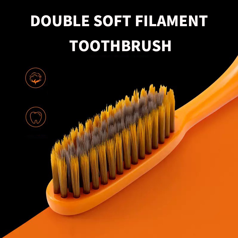 6 spazzolini da denti di lusso a luce arancione di alta qualità per la pulizia profonda dei denti per l'igiene orale, strumenti per la pulizia dei denti dei capelli morbidi per la vita quotidiana degli adulti a casa
