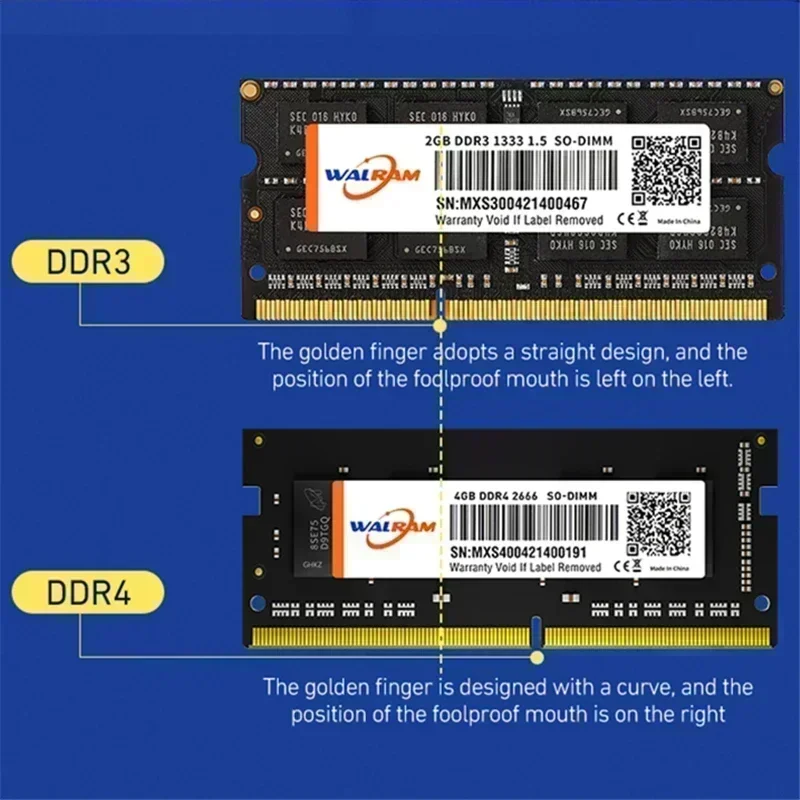 WALRAM Memoria Ram DDR3 DDR3L 8GB 4GB Ram DDR4 16GB 3200MHz 2666MHz 2400MHz 1600MHz Sodimm Interner Speicher für Laptop Notebook