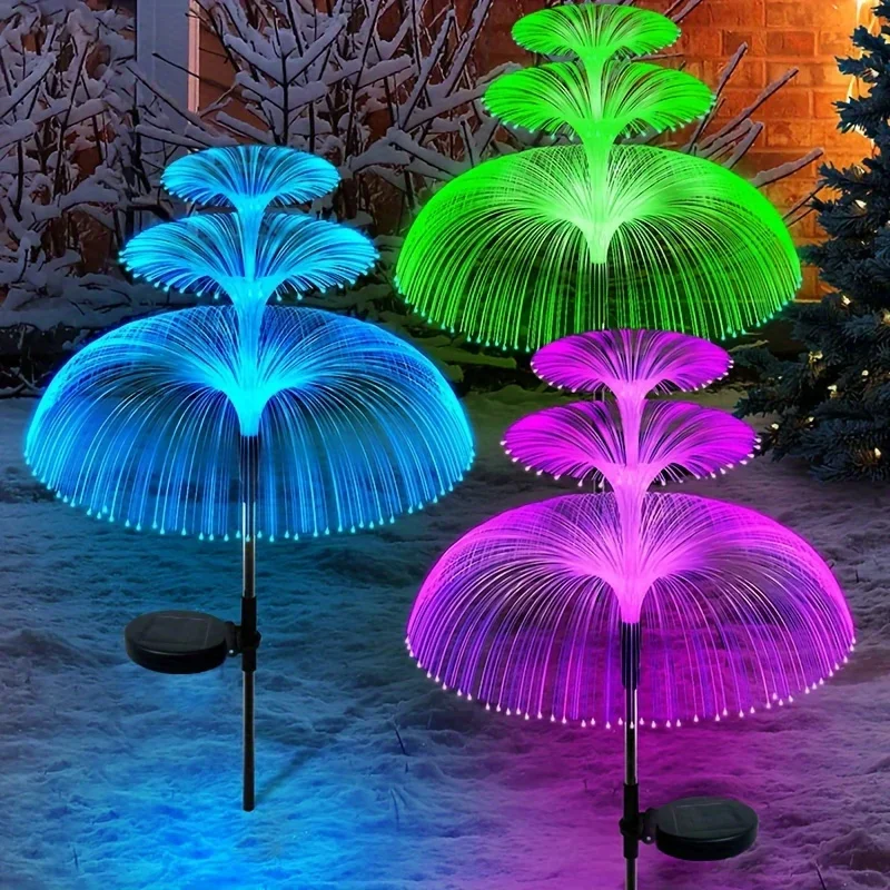 1PC Outdoor Solar Garden Lights 7 Colors Variable Solar Stake Jellyfish Reed Lights Solar Outdoor Color Changing Lights LED