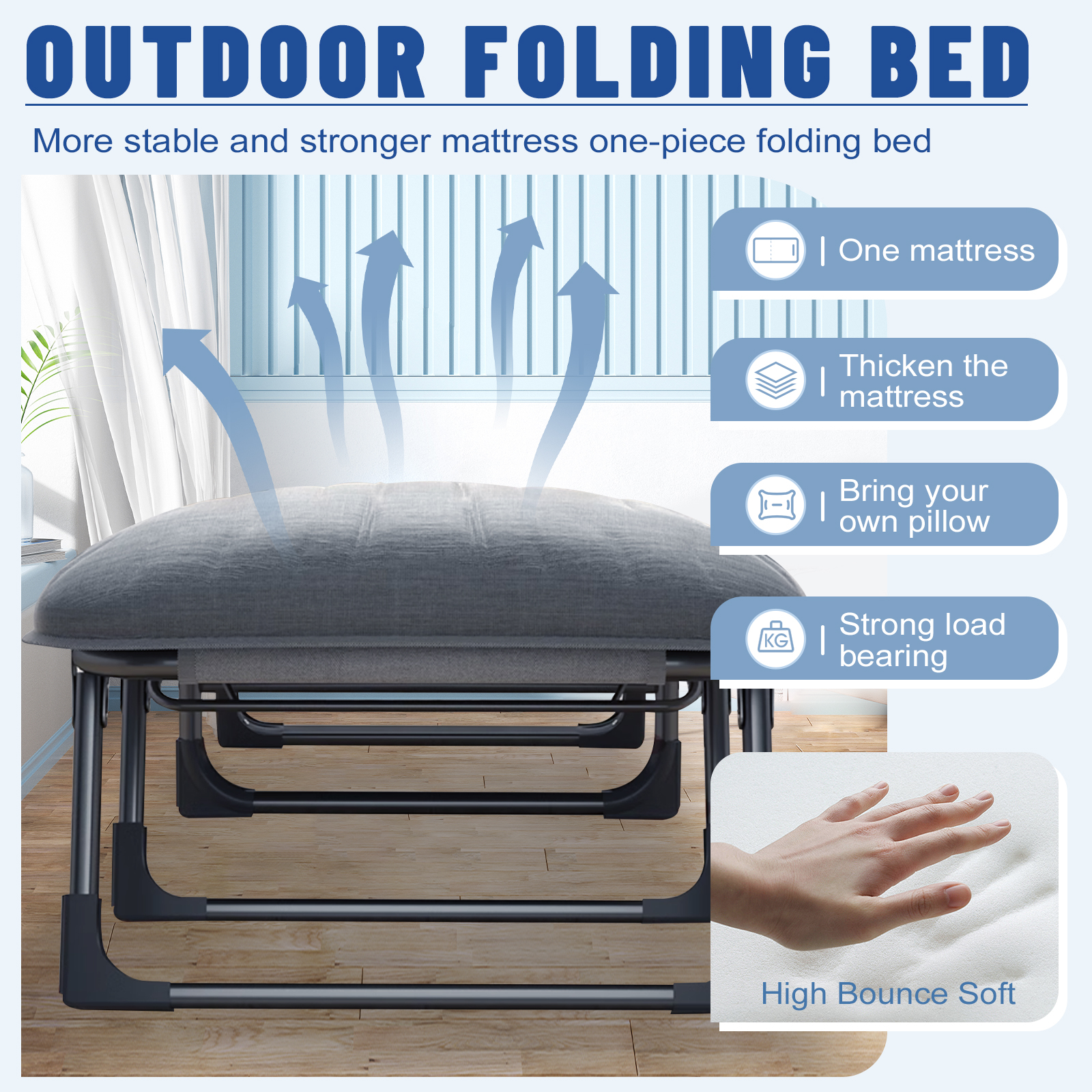 Niceway Cot with Mattress for Adults Portable & Folding Cots for Sleeping with Pillow Heavy Duty Outdoor Bed for Camping