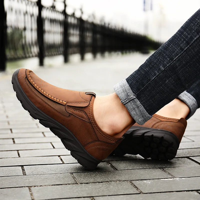 Autum รองเท้าลำลองผู้ชาย, รองเท้ากีฬาสำหรับกิจกรรมกลางแจ้ง Lazy DAD รองเท้าหนังไซส์ใหญ่0523สำหรับผู้ชาย