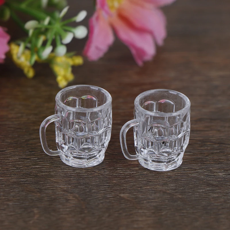 Mini tazas de cerveza de resina de 2 uds, simulación de copa de vino, copa de bebida, modelo de adornos en miniatura para decoración de escritorio de manualidades decorativas del hogar