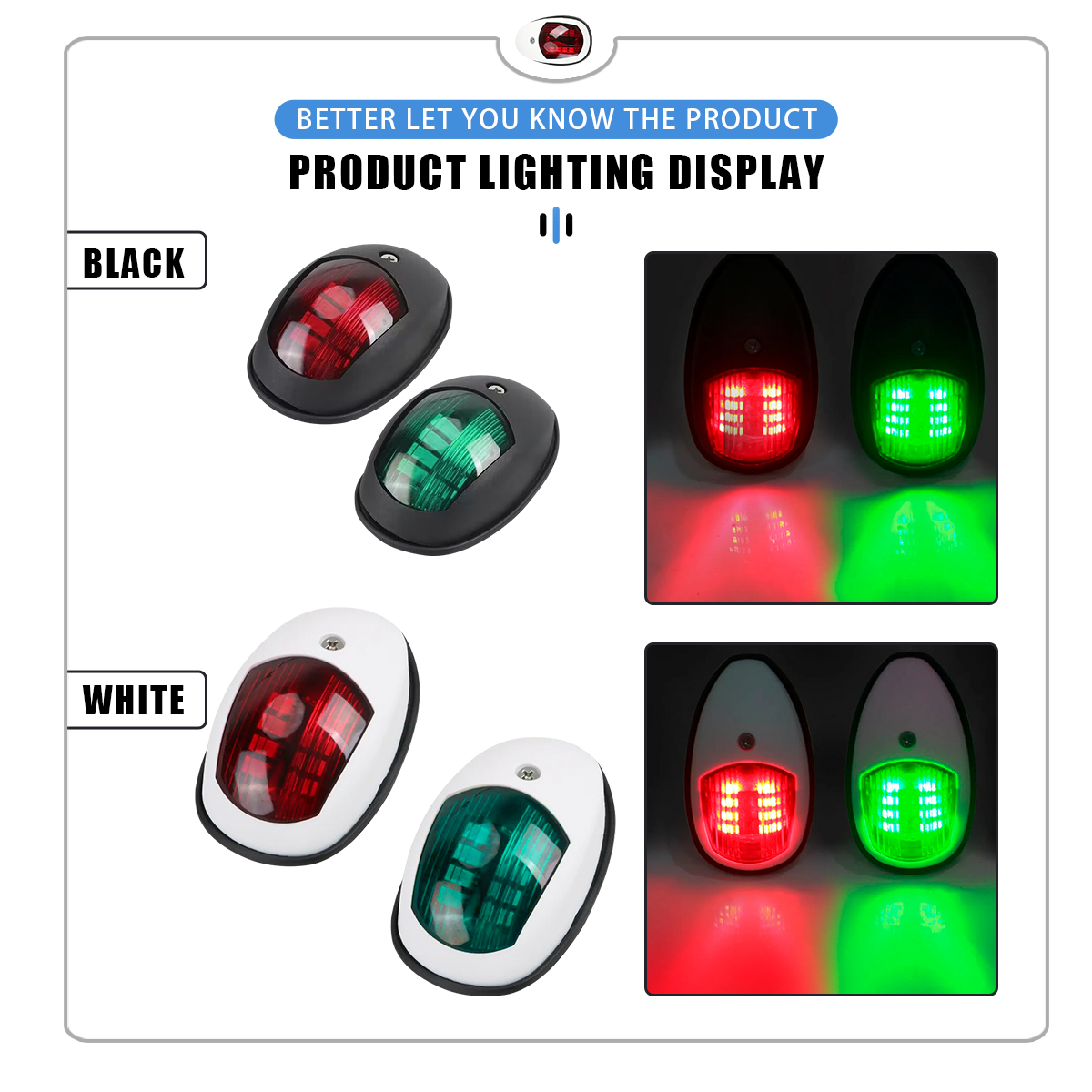 Jachtowe światło nawigacyjne Wodoodporne światło nawigacyjne LED Marine Sounding Light Czerwone i zielone światło morskie 12V 24V 2 szt.
