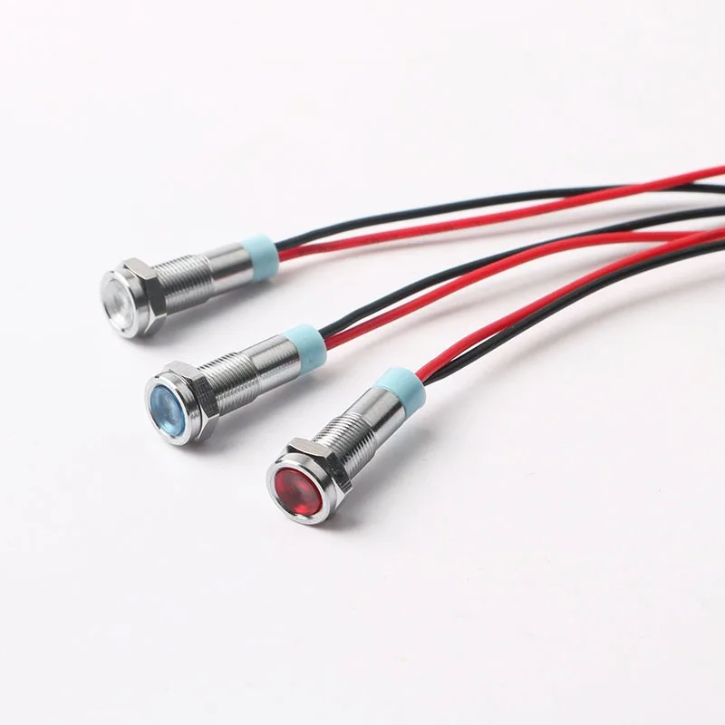 6mm Metal Power Indicator LED Signal Light Mini Indicator Light 3v 6v 12v 24v 110v 220v Red Orange Green Blue White