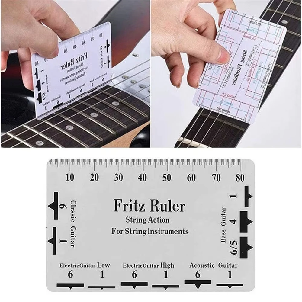 Miwayer Gitaar Hals Notched Straight Edge Luthiers Tool met String Action Liniaal, 2 Stuks, Roestvrij Elektrische Gitaar Accessorie