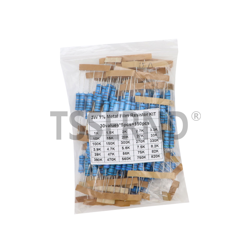 150 Uds 300 Uds 1/2W 1W 2W 3W resistencia 1% Kit surtido de resistencias de película metálica 30 tipos cada 5/10 Uds 1R ~ 750R 1K ~ 820K Ohm