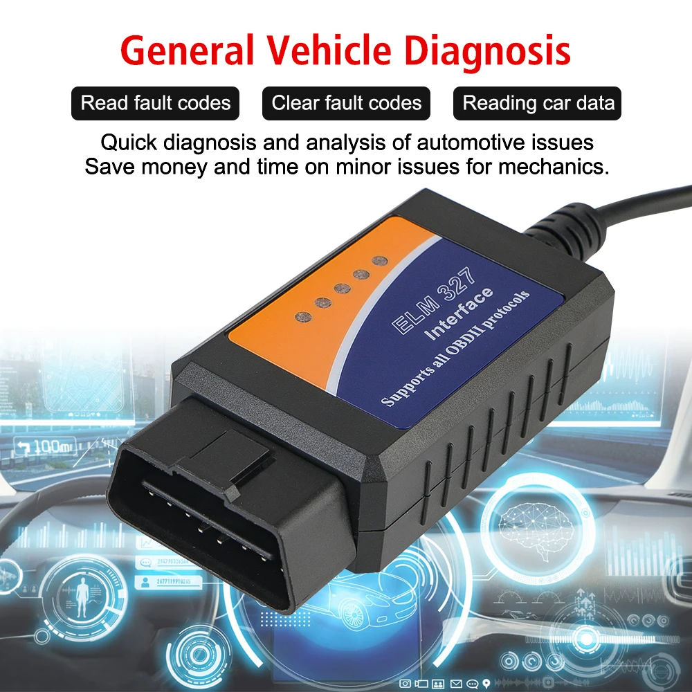 ELM327 USB v1.5 Cable de diagnóstico de coche obd2 SCANNER FORscan admite la mayoría de los protocolos OBDII HS-CAN y MS-CAN Chip PIC18F25K80