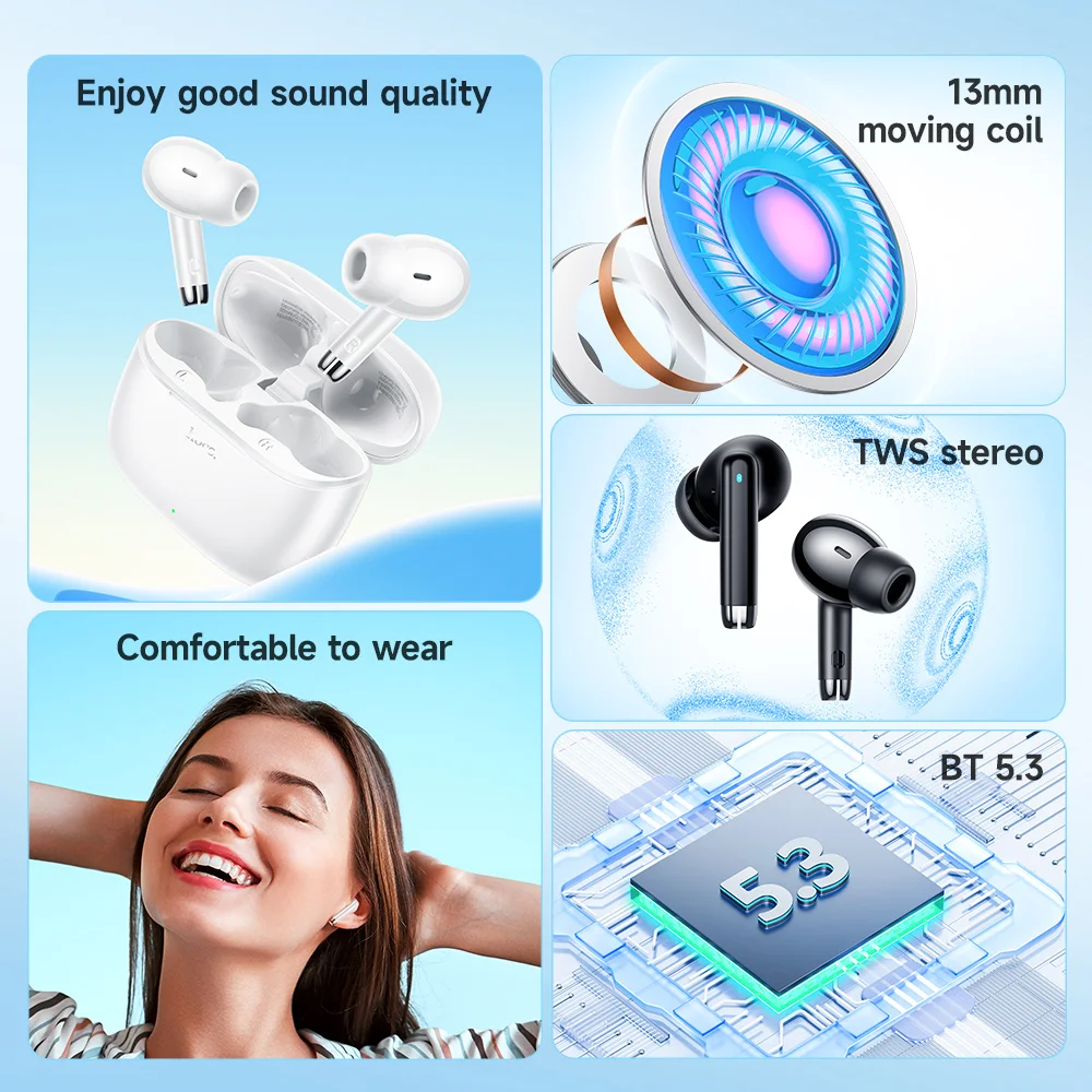 Choice HOCO EQ2 auriculares inalámbricos Bluetooth 5,3 para juegos auriculares de música de modo Dual de baja latencia auriculares intrauditivos deportivos con micrófono