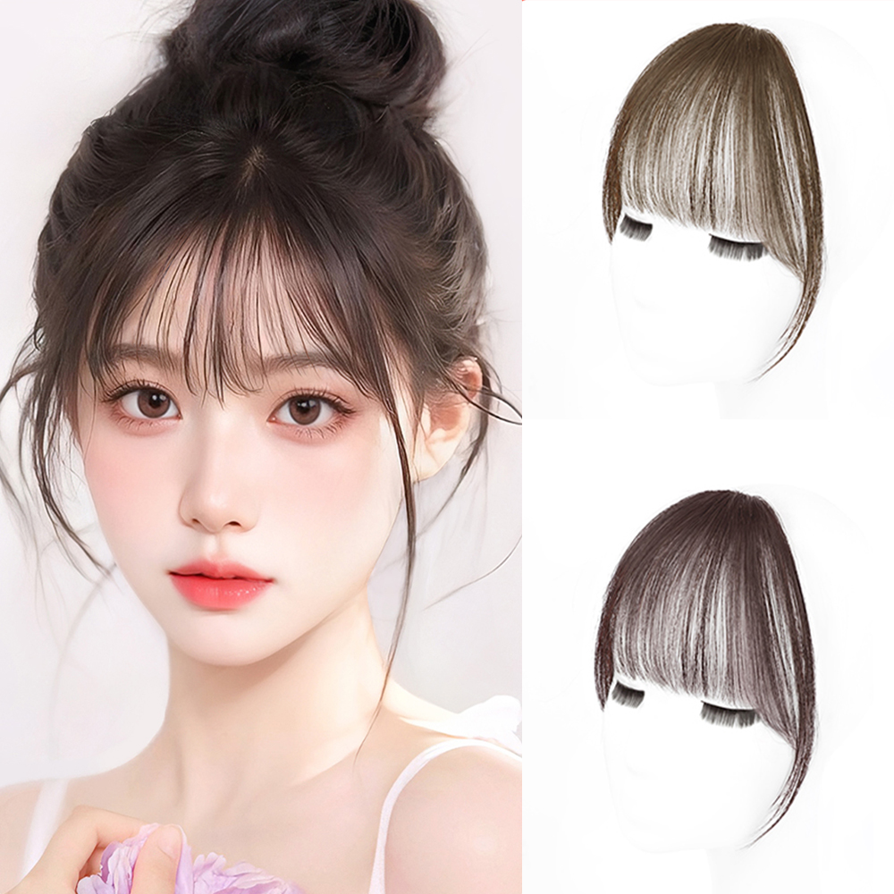 女性のための自然な茶色のそわくちゃのフリンジのヘアクリップ、ヘアピース、100% 人間の髪の毛、air bang