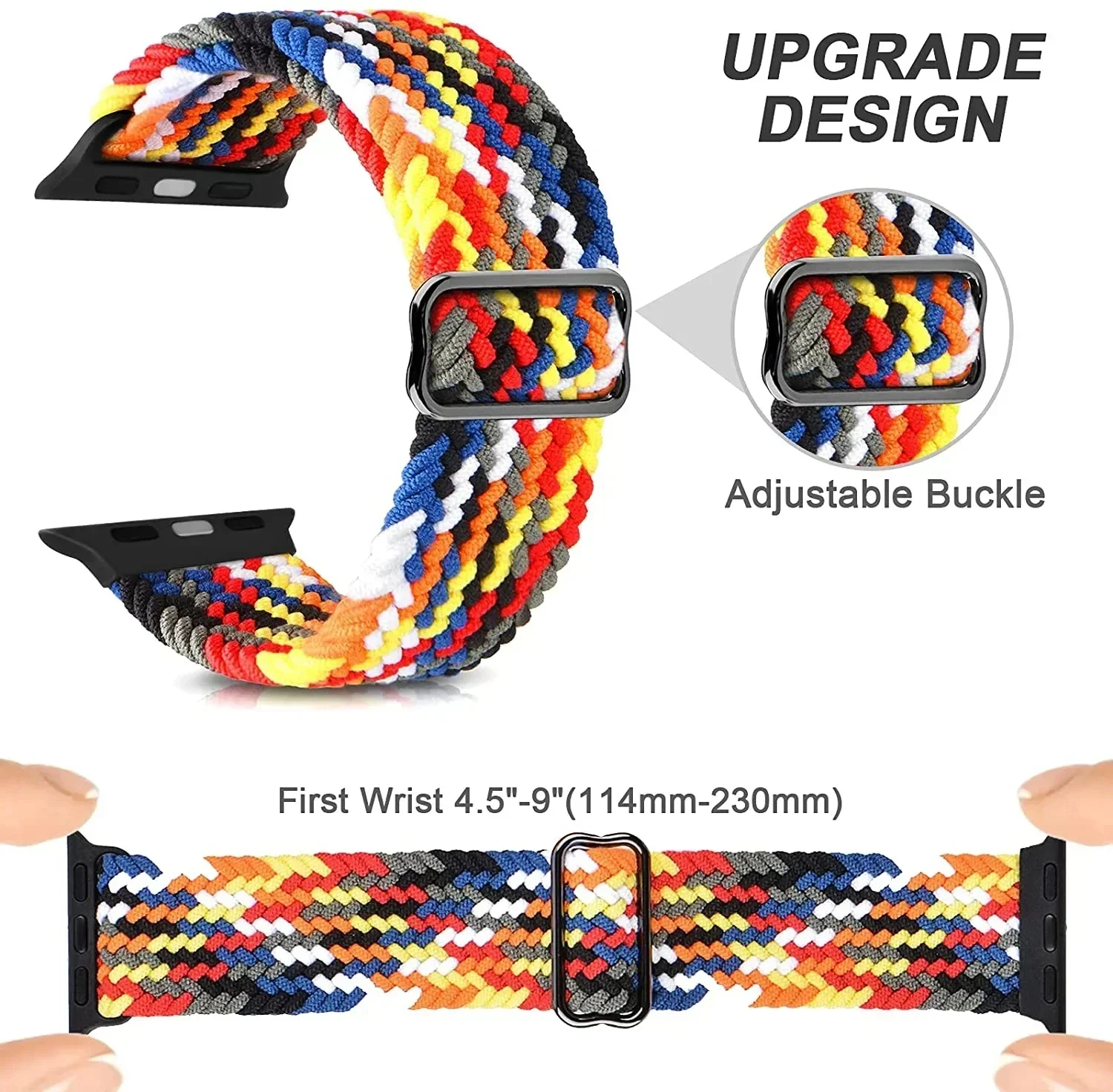 Nylon braided solo loop For Apple watch band 45mm 44mm 40mm 42mm 46mm Series Ultra 10 9 8 7 6 5 4 SE2 Adjustable elastic strap