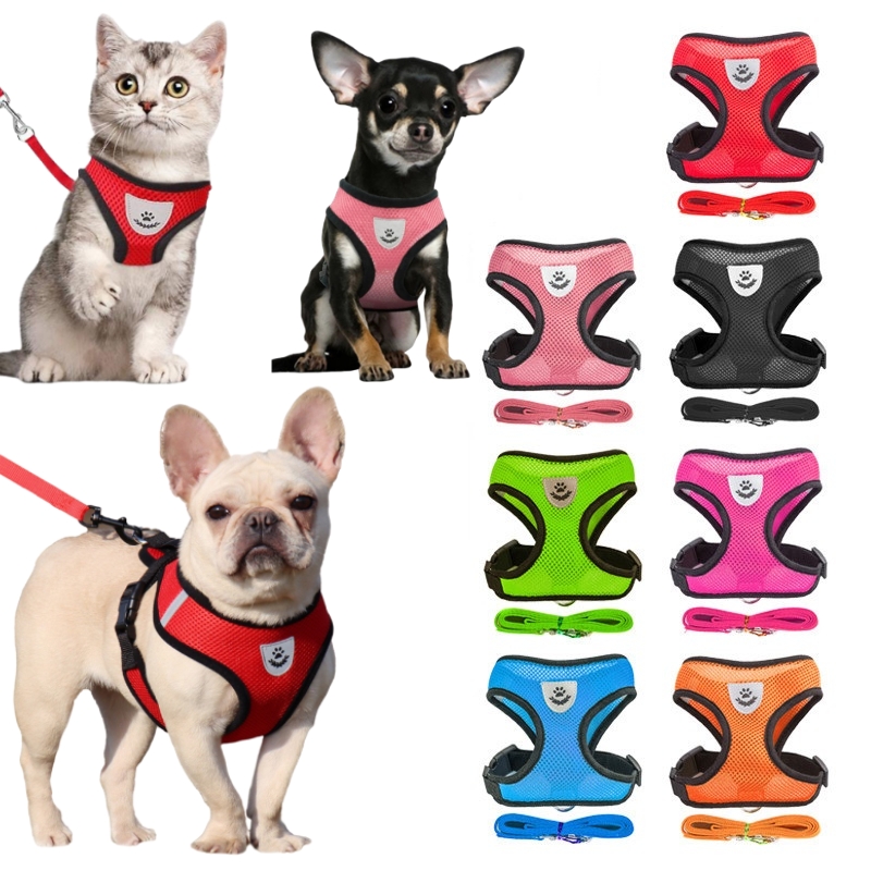 Arnés y correa para perros pequeños y gatos de malla transpirable, arneses para gatos y gatitos, arnés para cachorros, Bulldog Francés, Chihuahua, Pug