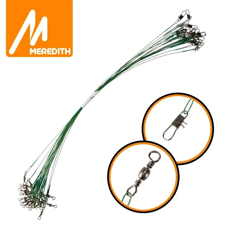 MEREDITH-Linha Anti Bite Aço Pesca, Fio Líder, Acessório Pesca Giratória, Leash Núcleo Chumbo, 15cm-25cm