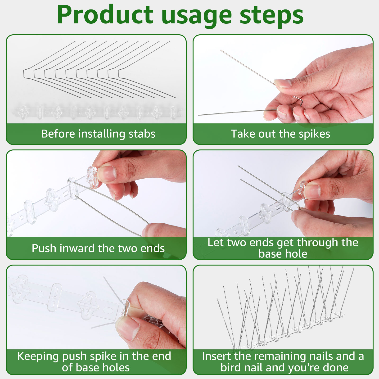 12 Stück Tauben-Spikes aus Edelstahl, Vogelvertreiber-Set, Abschreckung, Anti-Vogel, Taube, Eichhörnchen, Katzen, Abwehrmittel für Gartenzaun, Dach