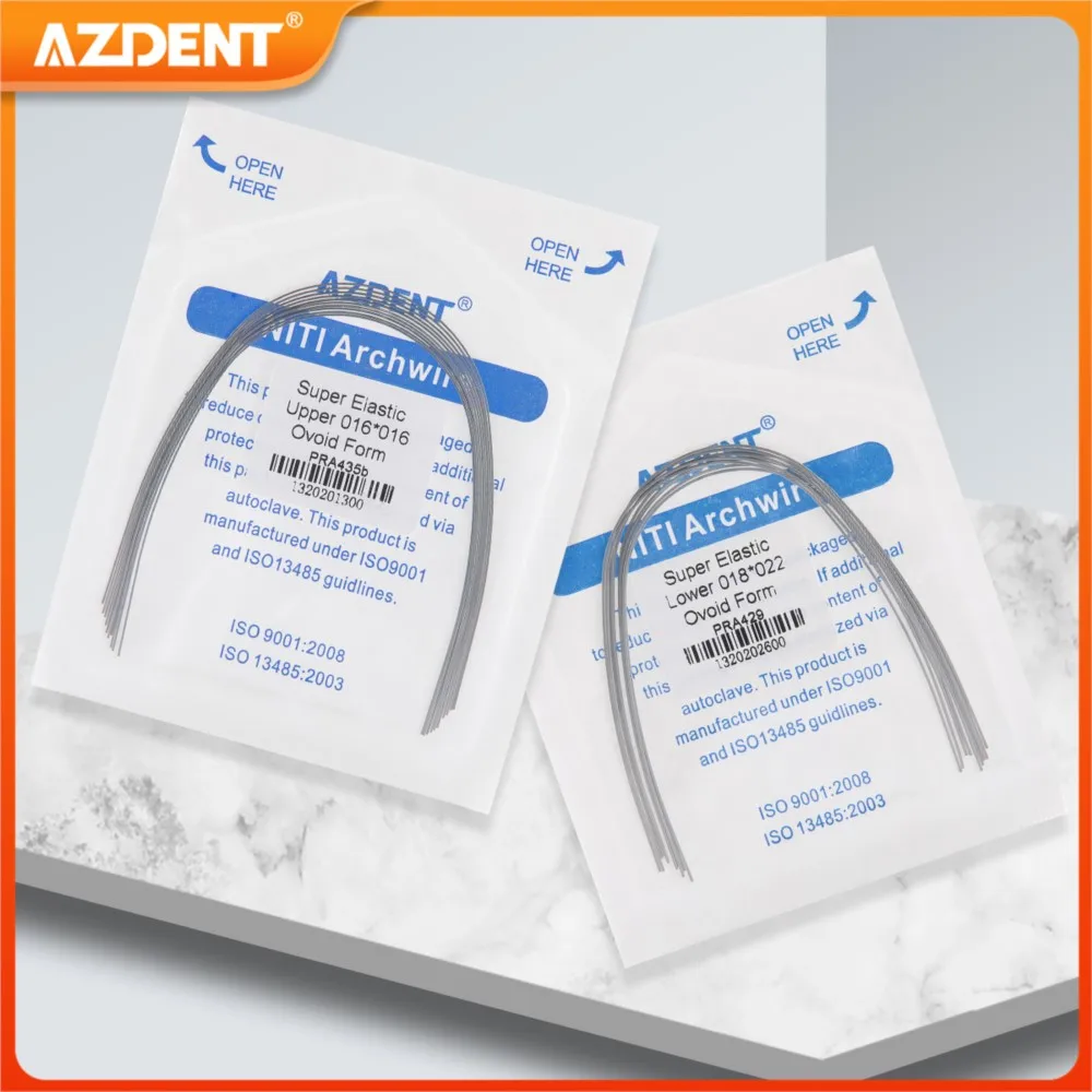 10PCS/Pack AZDENT Dental Orthodontic NITI Round Rectangular Arch Wires Super Elastic Ovoid Form Upper Lower