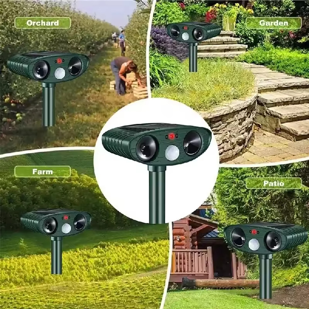 1 pcs/2 pcs Ultrasound Repellant Cat Dog Repellant พลังงานแสงอาทิตย์ชาร์จสวนกันน้ํา Creature Deterrent สําหรับฟาร์ม YARD