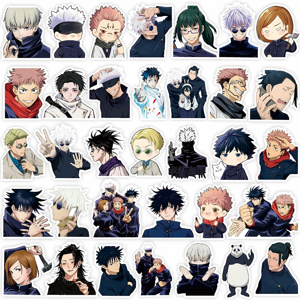 80pcs 만화 Jujutsu Kaisen 애니메이션 스티커 방수 데칼 자동차 오토바이 수하물 헬멧 어린이를위한 멋진 스티커 Classics Toy