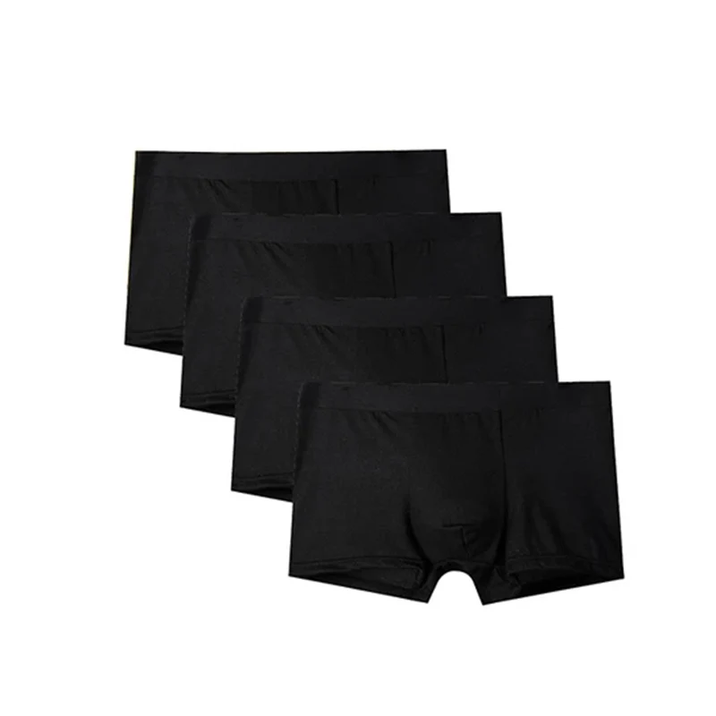 Bóxer transpirable para hombre, ropa interior Sexy, color negro, cómoda, 4 piezas