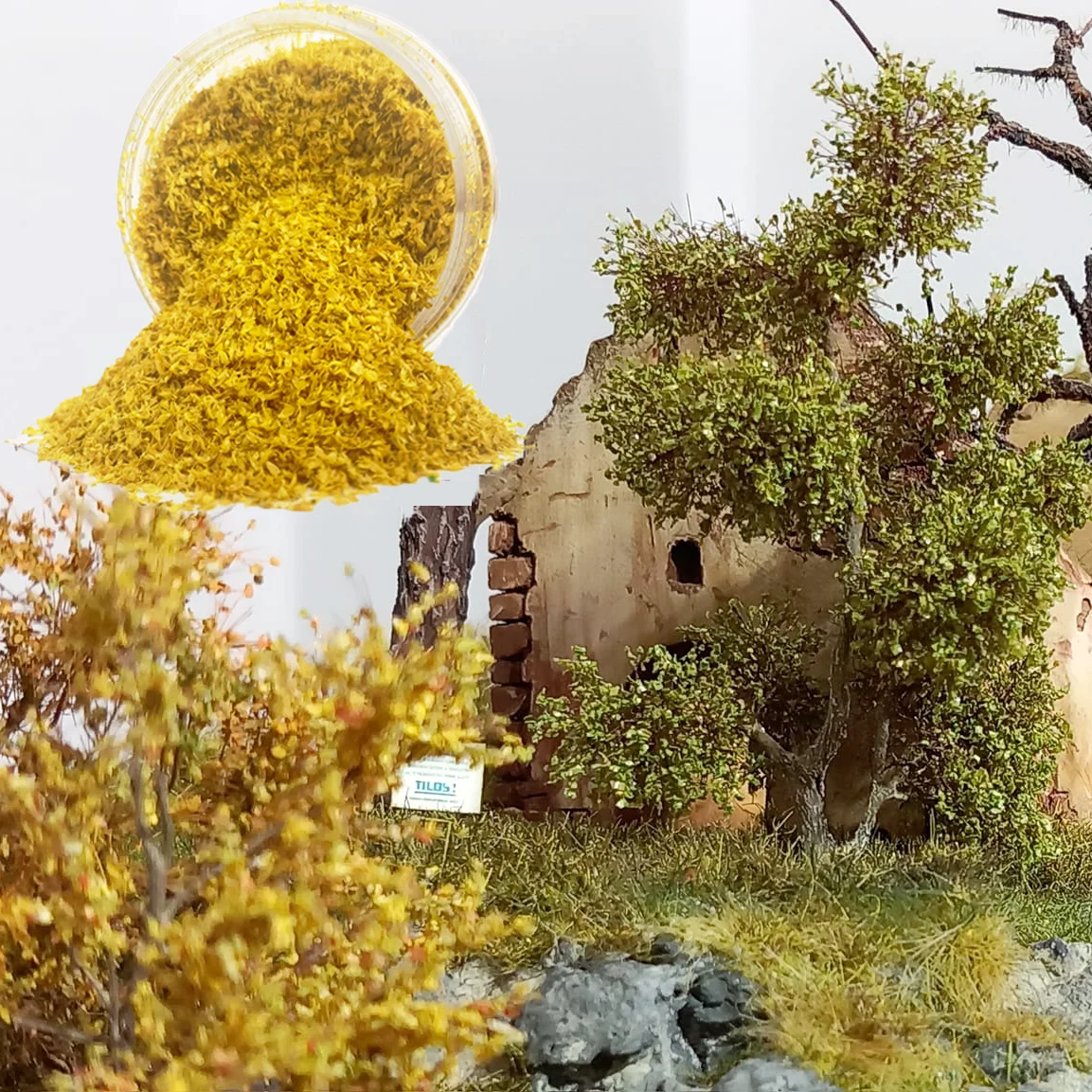 50ml/garrafa simulado arbusto vegetação modelo material em miniatura folhas falsas caídas modelo decoração à terra diorama trem layout