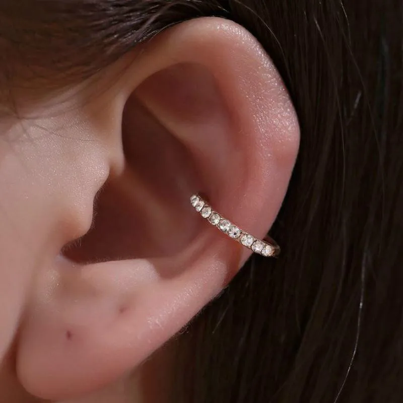 Brincos de cristal coreano, para mulheres, zircônio, toque sem furo, joias, brincos falsos, clipe de osso de orelha única