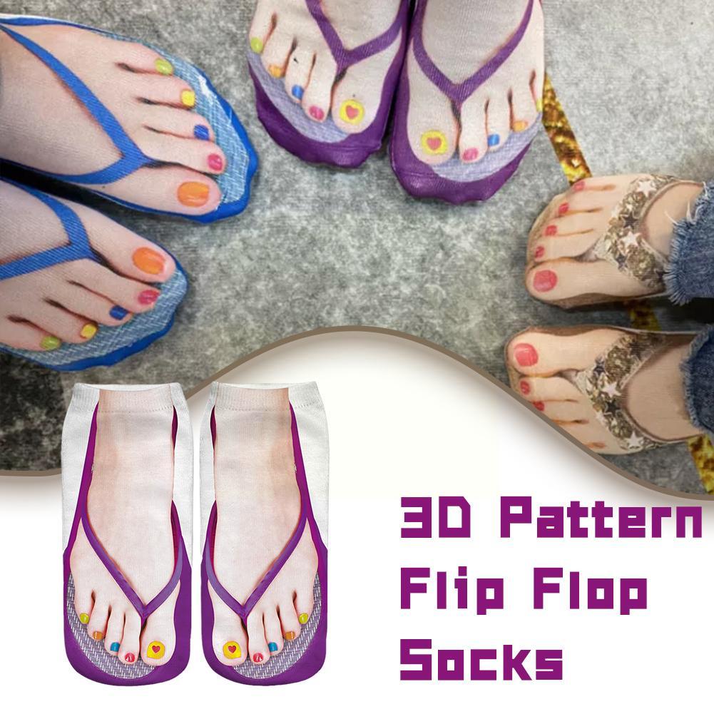 Calcetines con patrón de impresión 3D para mujer, medias de tobillo, chanclas divertidas, calcetines de piso de corte bajo, calcetería, regalos novedosos, 1 par
