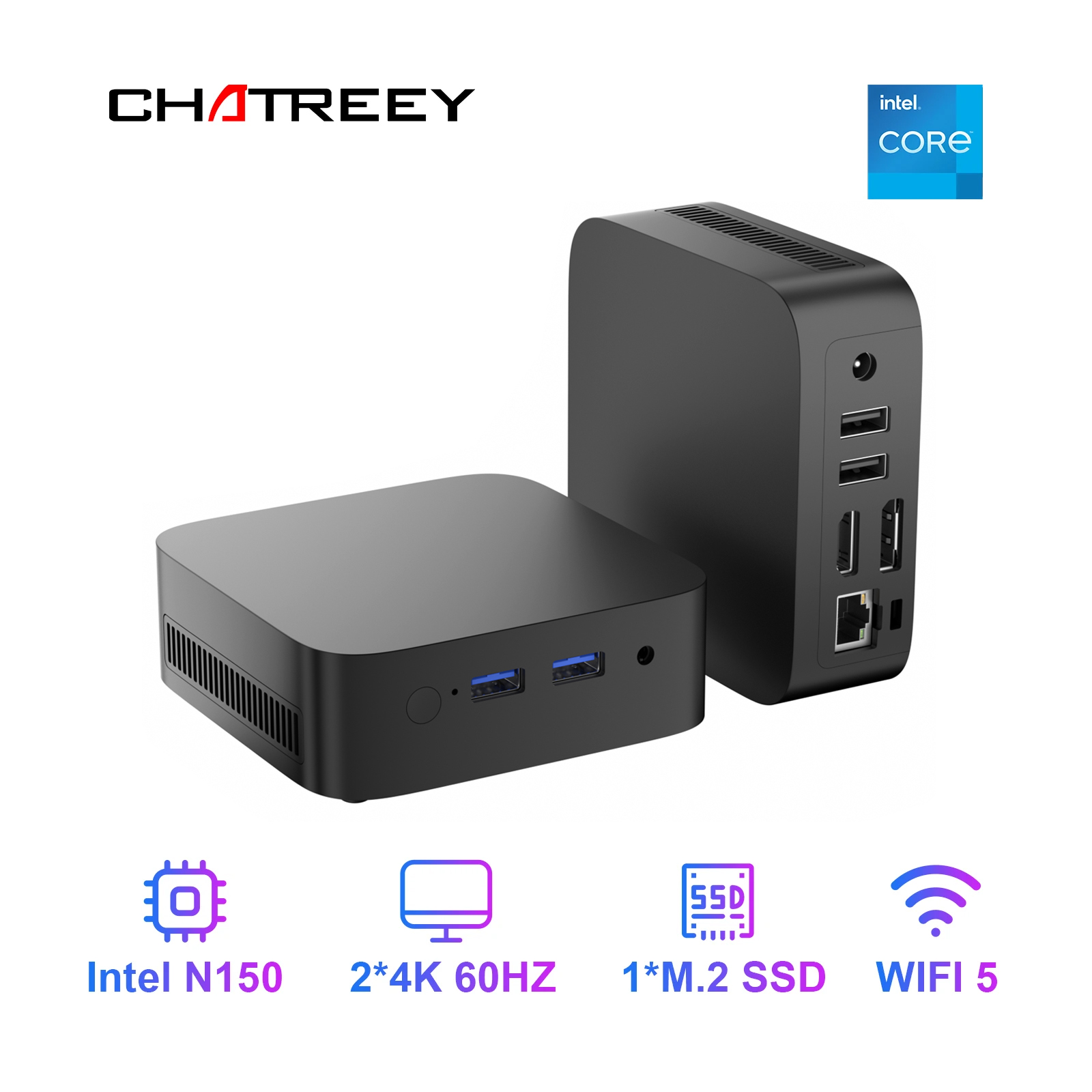 T10 Mini PC Intel Twin Lake N150 Windows 11 Ultra Small Pocket Computer 4K 60Hz Output Wifi5 BT4.2
