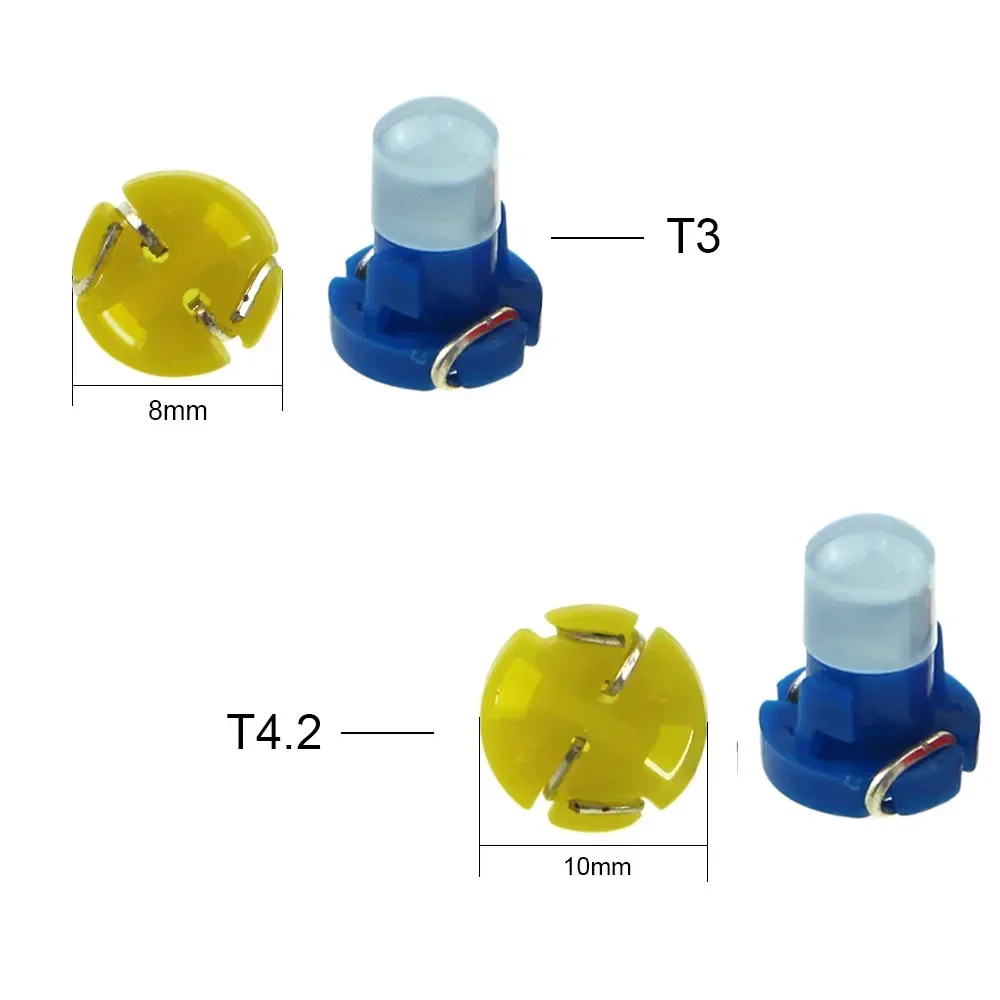 Luces LED para Panel de instrumentos de coche, lámpara de Control Central, luz de cuña, 12V, T3 T4.2 COB, 10 Uds.