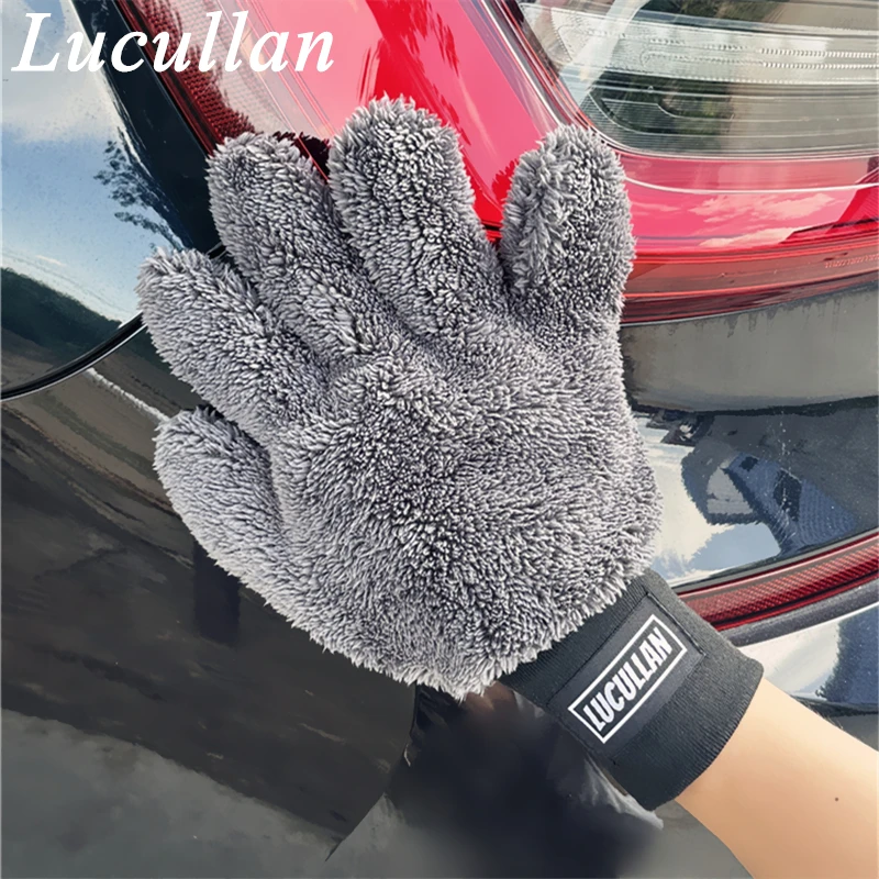 Двусторонняя варежка Lucullan из микрофибры с пятью пальцами, очень мягкая, не царапается, гибкость, соответствует любой форме