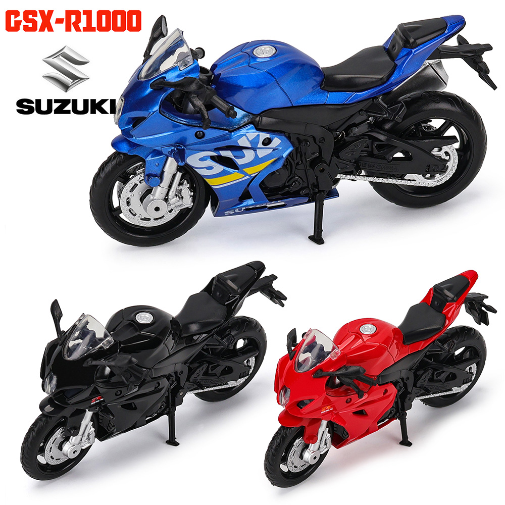 MSZ 1:18 Suzuki GSX-R1000 with base alloy die-cast car motorcycle model, toy gift giving, die-cast static motorcycle model