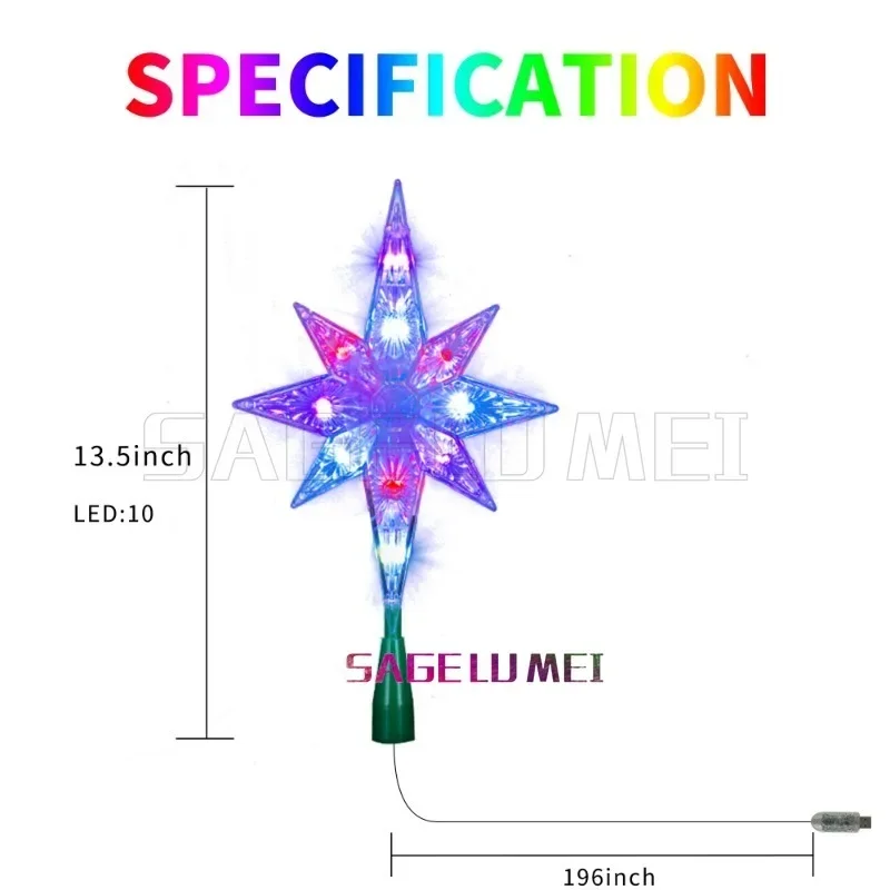 Christmas Tree Top Smart Christmas Tree Topper Star Octagonal Star DIY Music Sync Voice Remote APP Decor Holiday Xmas Tree Light