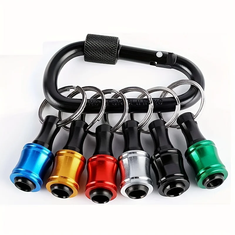 6pcs/Set 1/4" Hexagonal Shank Screwdriver Head Holder Extension Rod Key Chain Adapter Drill Bit Quick Replacement Portable Hand-