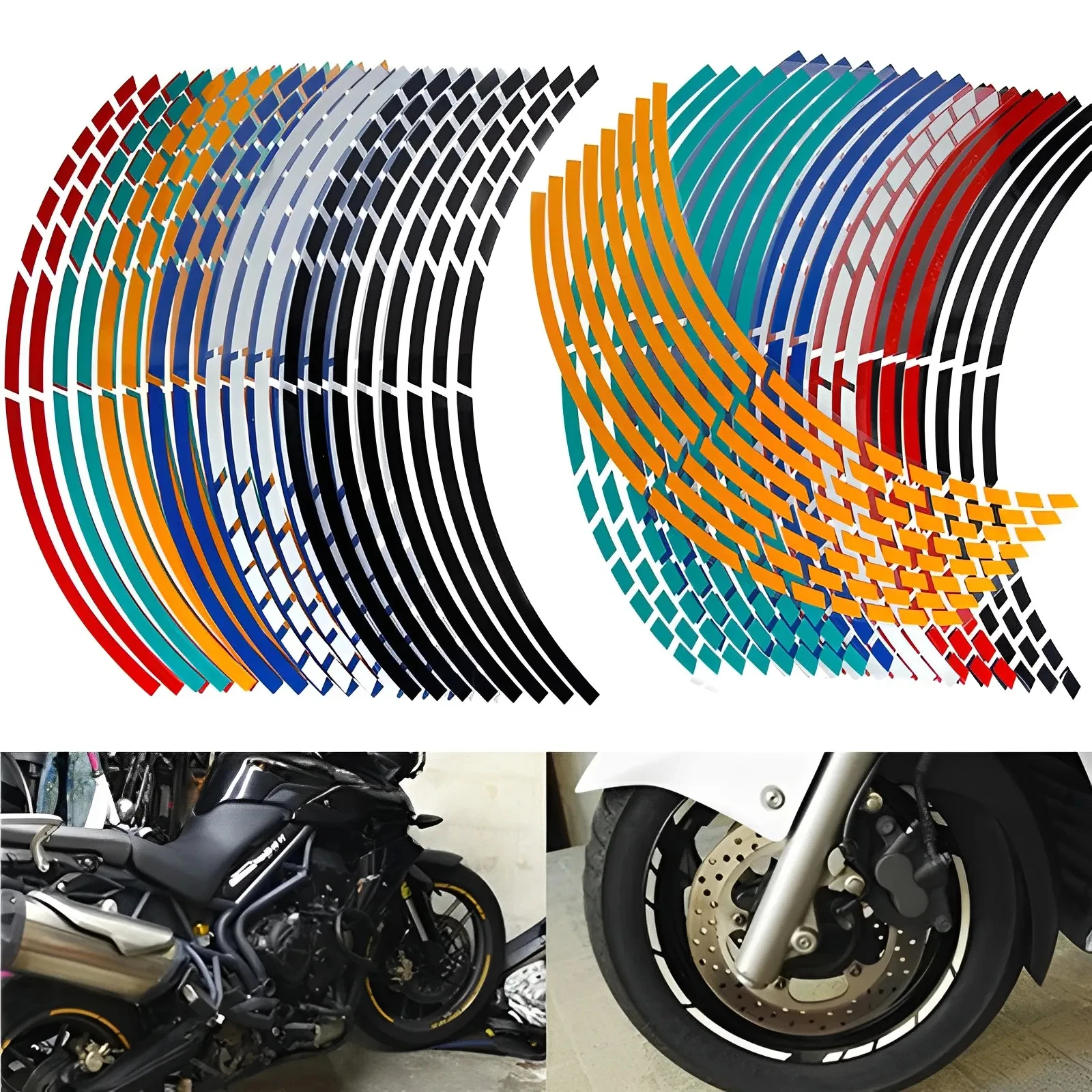 Motorcycle Car Tire Decals Trim Strips Universal Reflective Bike Wheel Sticker Waterproof Motorcycle Wheel Rim Tape
