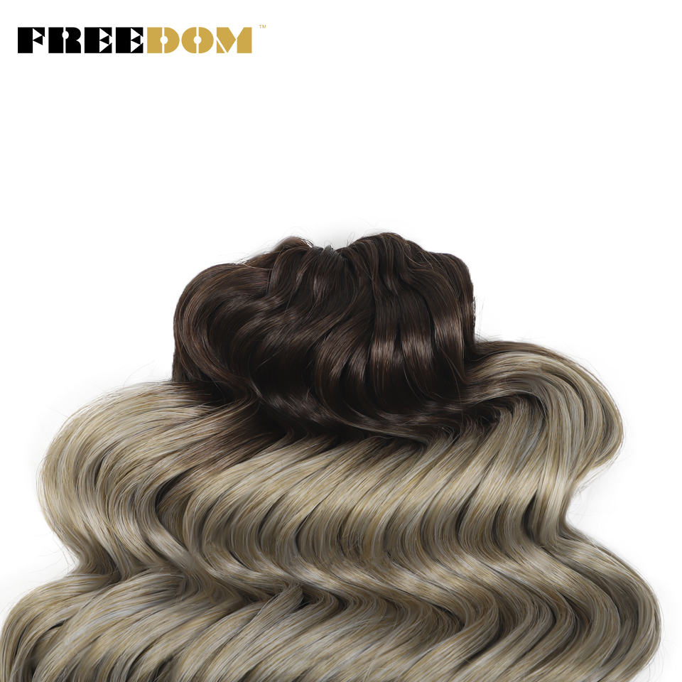 自由合成ツイストかぎ針編みカーリーヘア 24 インチ深層水ウェーブ三つ編みヘア MANASI オンブルブロンドブラウン編組ヘアエクステンション