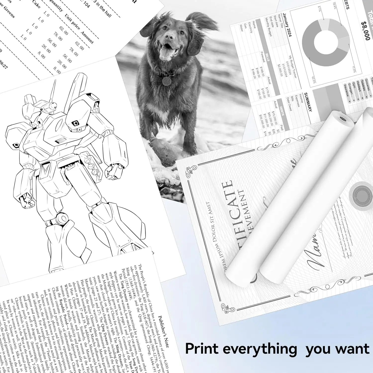PeriPage 100 pagina's gevouwen A4 thermisch printerpapier voor duurzaam, 8,5 x 11 inch voor A40 printer PocketJet HPRT MT800 MT800Q