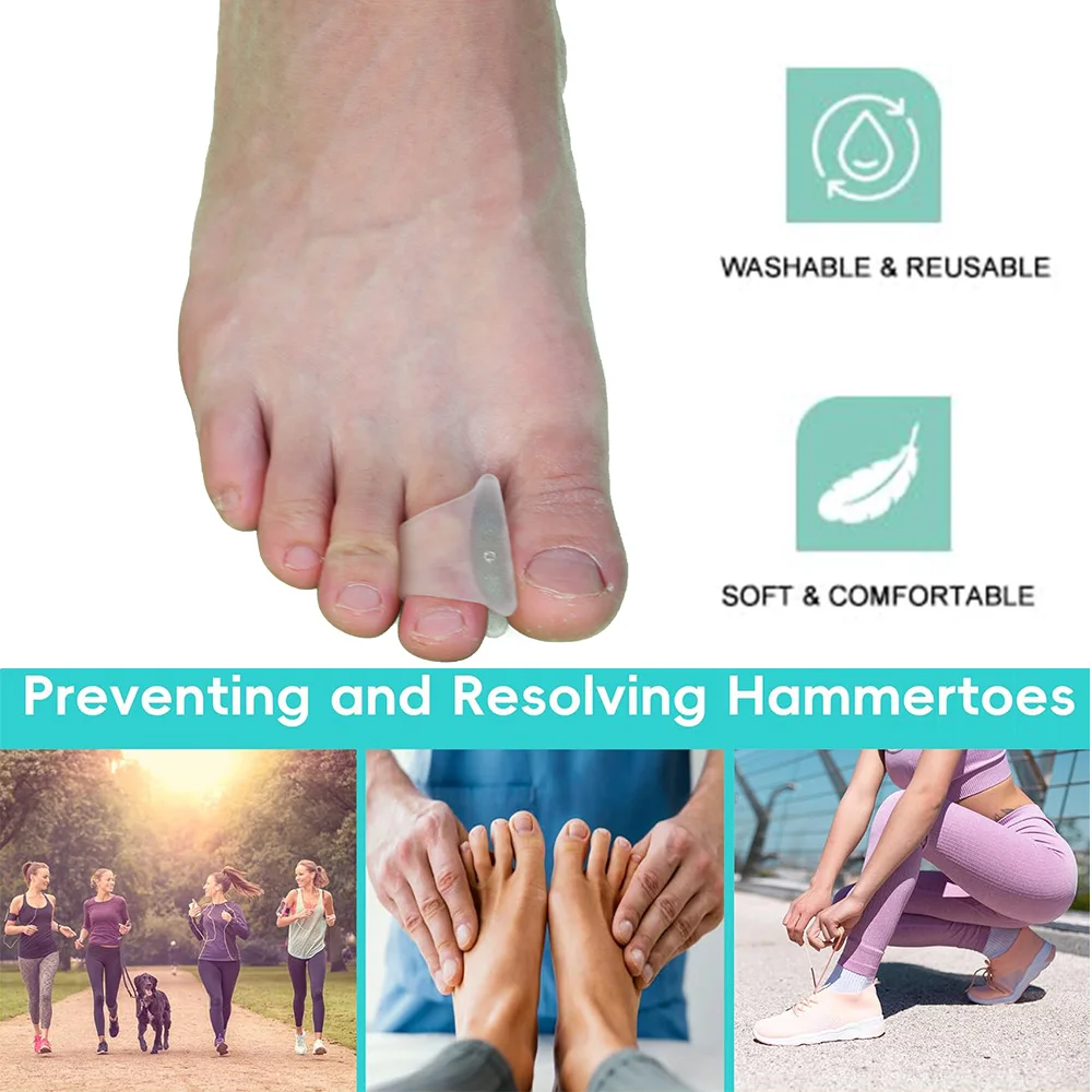 Pexmen 2/4Pcs Hammer Toe Corrector Hammertoe Straightener for Curled Crooked Bent Claw Toes Stop Toe Overlap and Rubbing