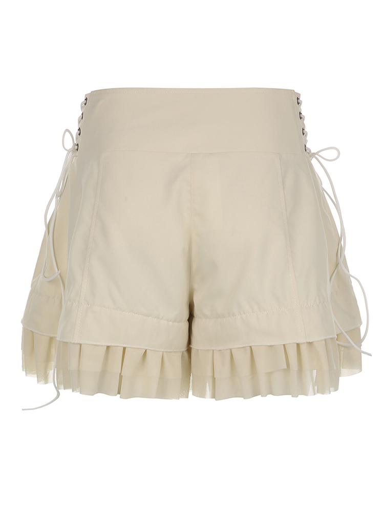 Weekeep-pantalones cortos con volantes de Fairycore y2k para mujer, Shorts holgados de los años 2000 con botones, cintura alta, vendaje lateral, Vintage, trajes informales