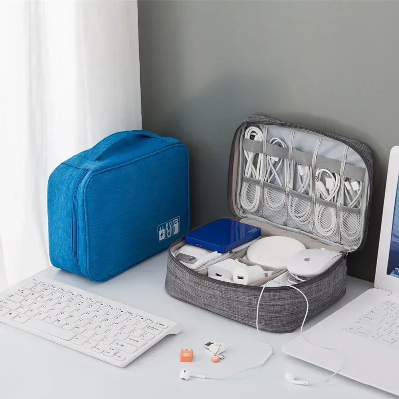 Bolsa organizadora de cargador enrollador de cables multifunción de viaje, caja de almacenamiento de artículos varios