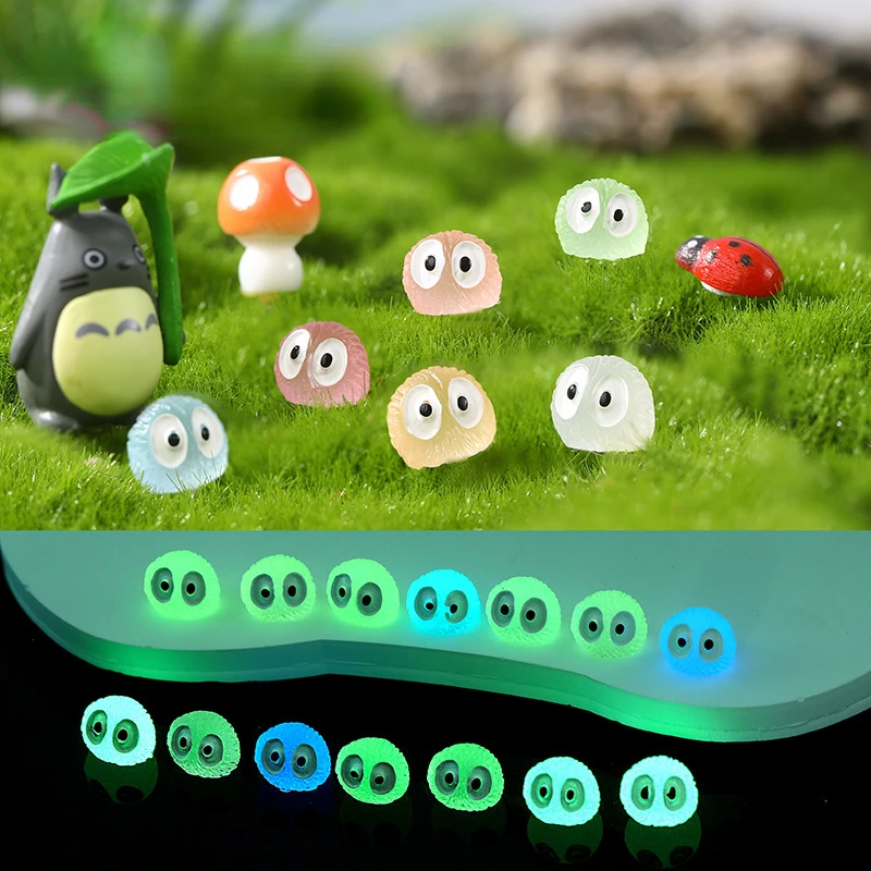 20/30/50/Pz Colorato Luminoso Elfi Polvere Sprite Miniature Sfera Nera Sprite Figurine Incandescente In Miniatura Giardinaggio Decorazione In Vaso