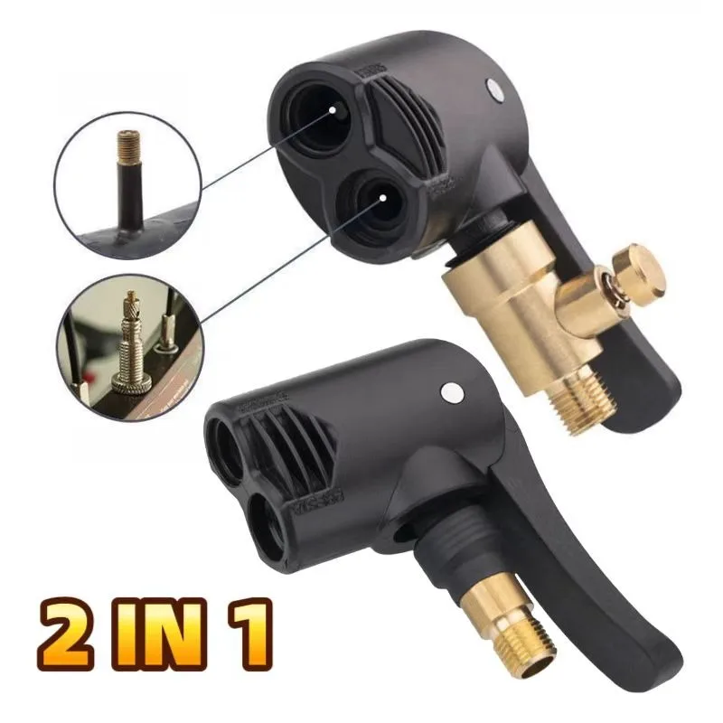 2-em-1 bomba de bicicleta bico mangueira adaptador bomba inflável moto ar chuck inflator válvula conector adaptador acessórios automóveis