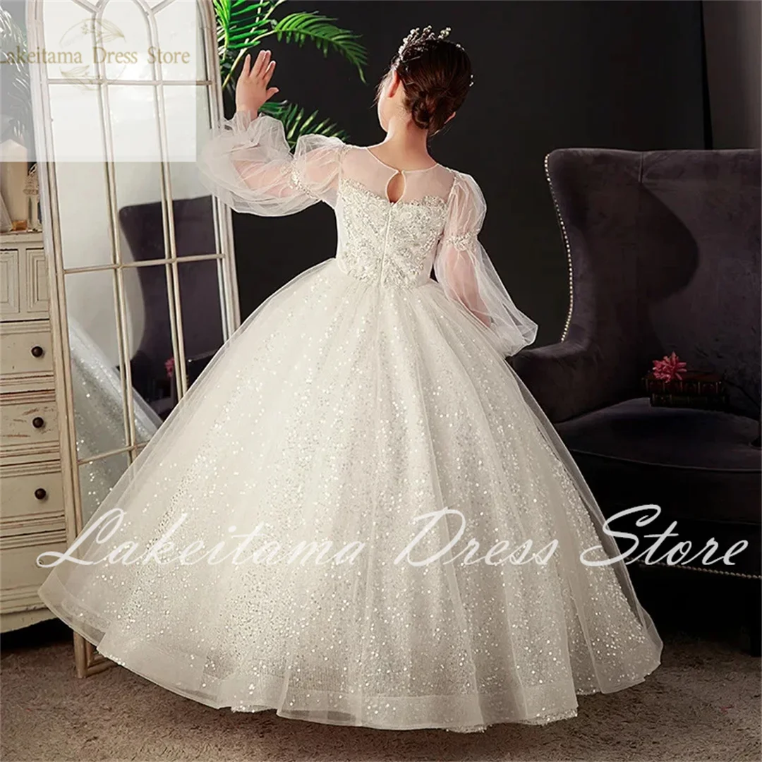 子供用フラワーガールのドレス,ロングドレス,プリンセスドレス,pageant,ウェディング,イブニングウェア,子供服,新年のパーティー,白