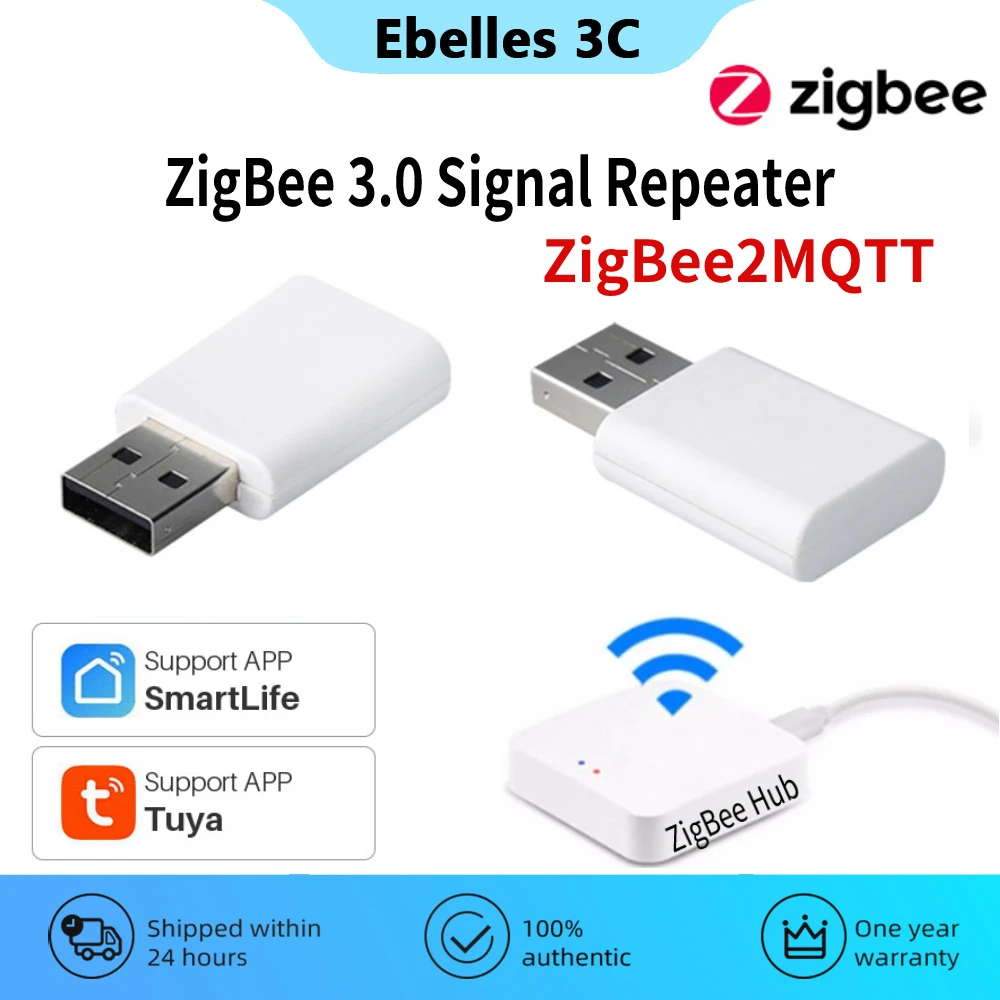 Repetidor de señal Tuya ZigBee 3,0, amplificador de señal extensor USB para Smart Life ZigBee2MQTT, Hub de enlace, dispositivos auxiliares de malla para el hogar