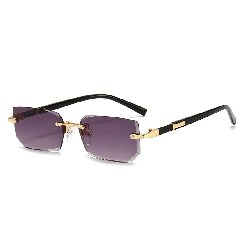 Occhiali da sole ovali rettangolari vintage da donna e da uomo con montatura in metallo e lenti trasparenti