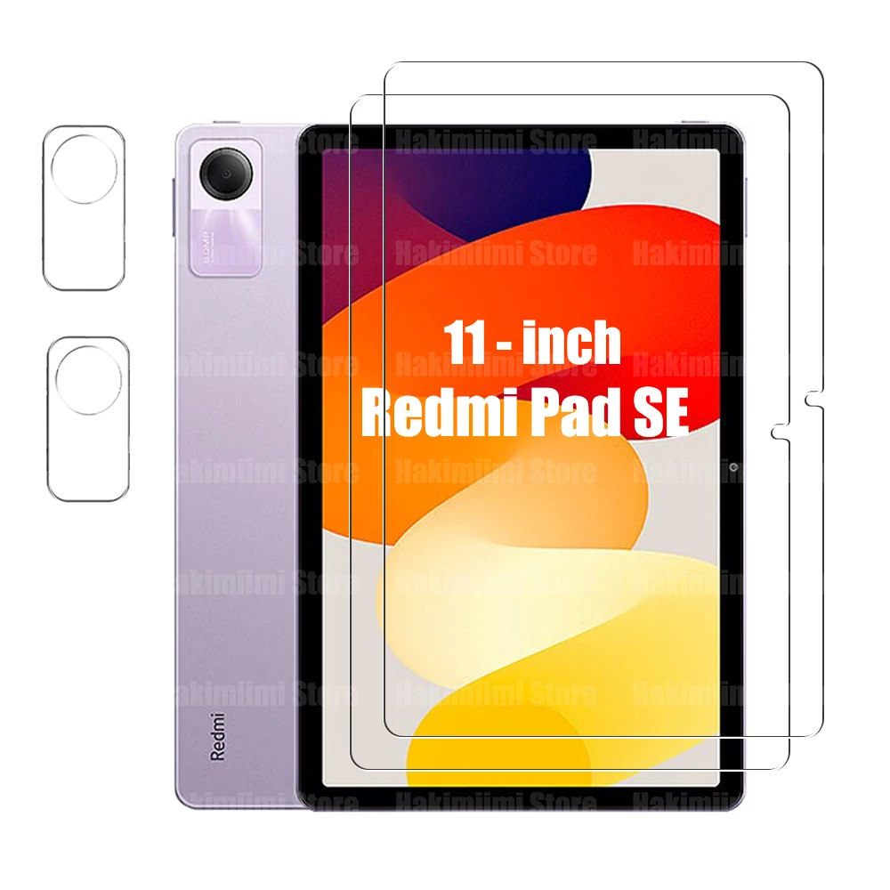 Protector de pantalla para Xiaomi Redmi Pad SE (11 pulgadas) 2023 Película de vidrio templado y protector de lente de cámara Dureza 9H Antiarañazos