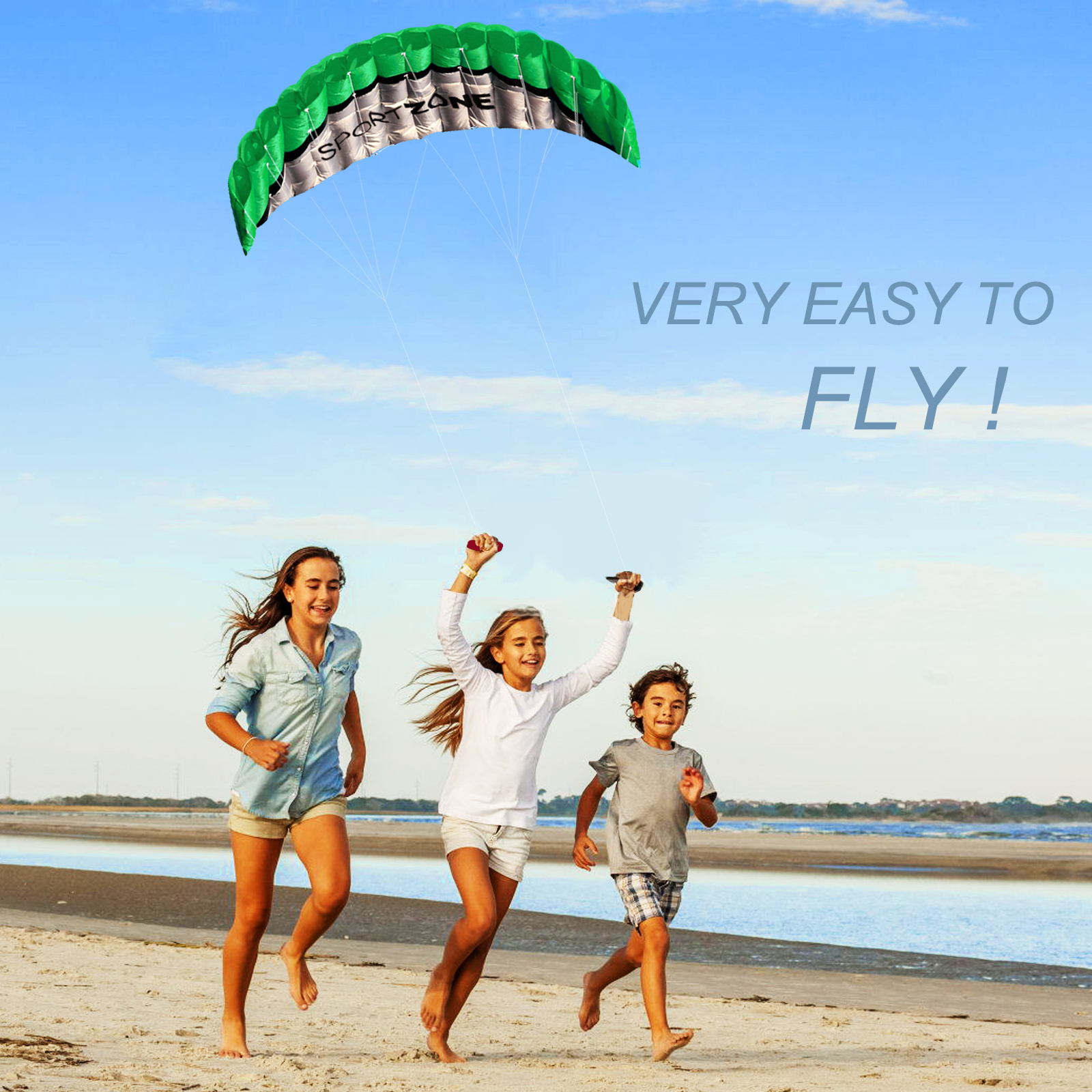 Mới Chất Lượng Cao 2.5M Xanh Lá Kép Dòng Parafoil Diều WithFlying ToolsPower Viền Thuyền Buồm Kitesurf Rainbow Thể Thao Bãi Biển