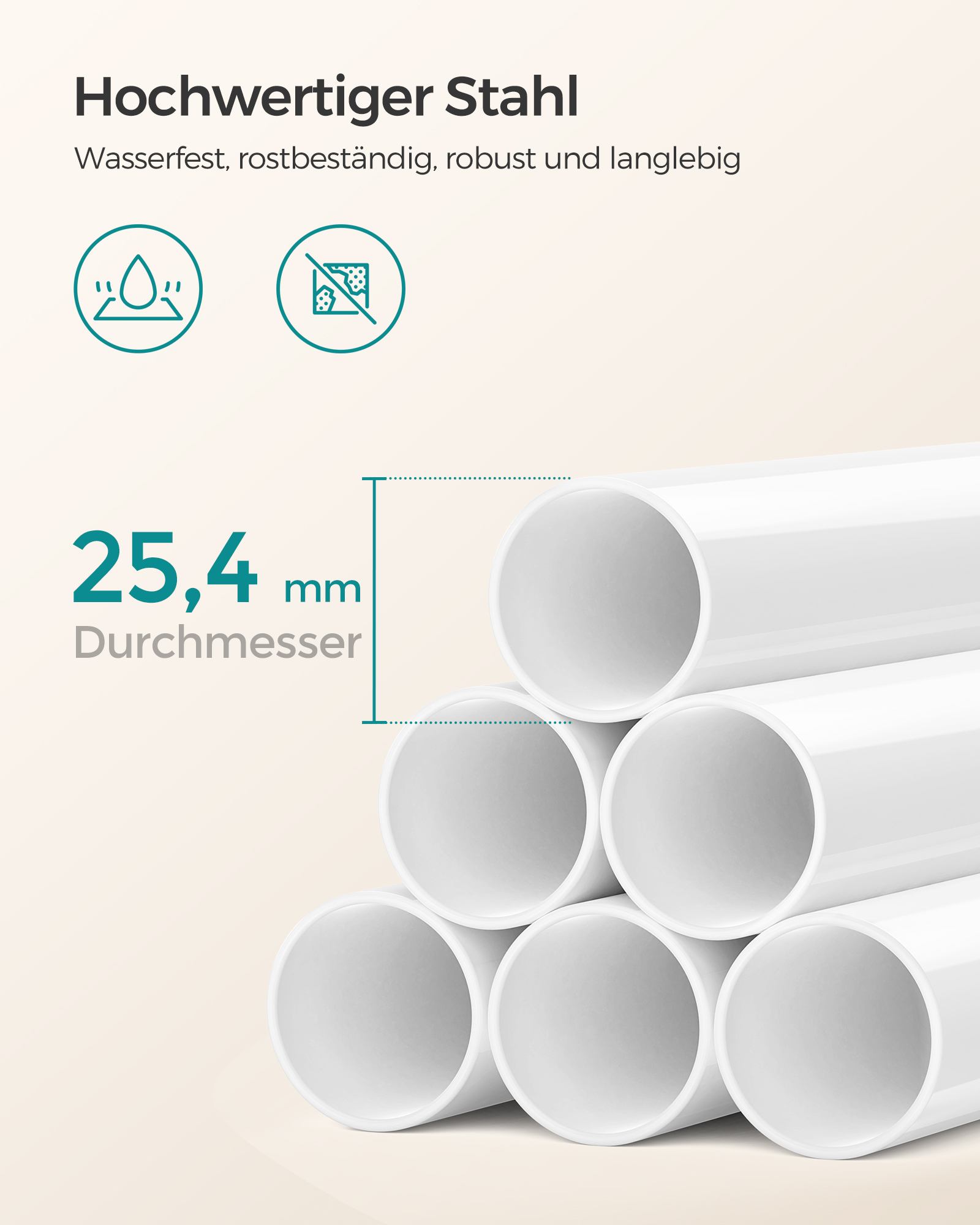 Duschregal, 85-305 cm höhenverstellbar, Badregal mit 4 Tabletts, Duschecke, kein Bohren notwendig, weiß/Schwarz