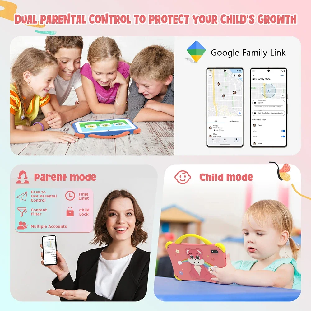 CWOWDEFU 7 "แท็บเล็ตสําหรับเด็กAndroid 14 8GB 64GB Octa Core WiFi6 Google Playเด็กแท็บเล็ตสําหรับสาวการศึกษาของขวัญ 4000MAhฮีบรู