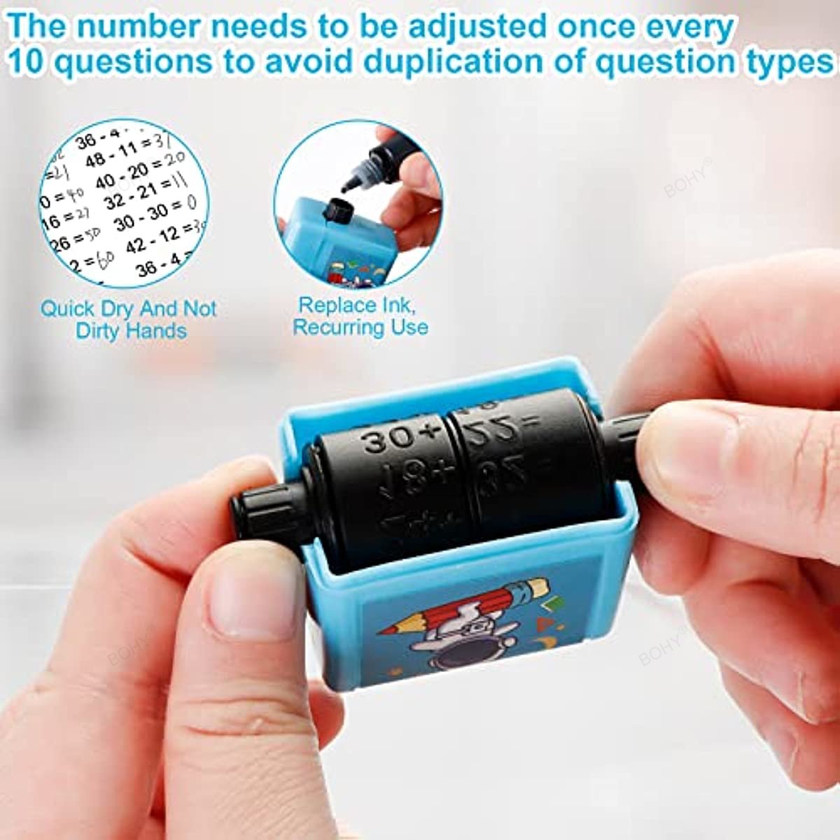 Rolo de matemática carimbo de ensino digital para adição, subtração, divisão de multiplicação, pré-escolar, jardim de infância, material escolar