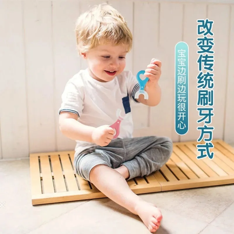 칫솔 어린이 360 학위 U 자형 어린이 칫솔 Teethers 브러시 실리콘 어린이 치아 구강 관리 청소